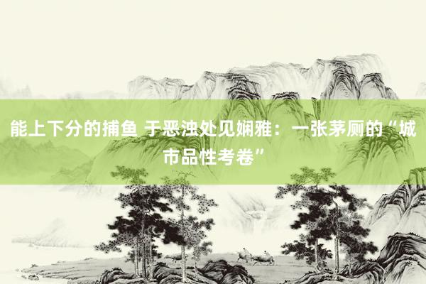 能上下分的捕鱼 于恶浊处见娴雅：一张茅厕的“城市品性考卷”
