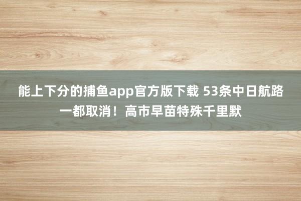 能上下分的捕鱼app官方版下载 53条中日航路一都取消！高市早苗特殊千里默