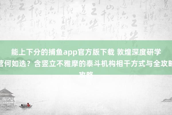 能上下分的捕鱼app官方版下载 敦煌深度研学营何如选？含竖立不雅摩的泰斗机构相干方式与全攻略