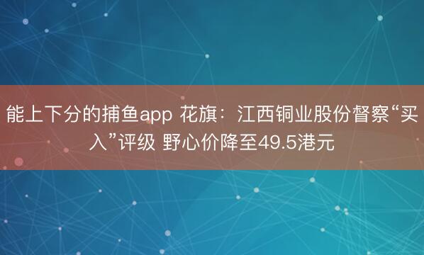 能上下分的捕鱼app 花旗：江西铜业股份督察“买入”评级 野心价降至49.5港元