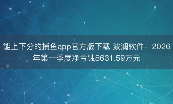 能上下分的捕鱼app官方版下载 波澜软件：2026年第一季度净亏蚀8631.59万元