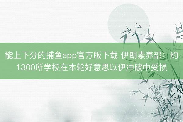 能上下分的捕鱼app官方版下载 伊朗素养部：约1300所学校在本轮好意思以伊冲破中受损